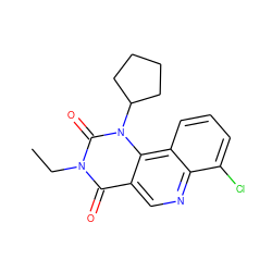 CCn1c(=O)c2cnc3c(Cl)cccc3c2n(C2CCCC2)c1=O ZINC000117804082