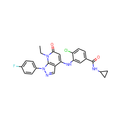 CCn1c(=O)cc(Nc2cc(C(=O)NC3CC3)ccc2Cl)c2cnn(-c3ccc(F)cc3)c21 ZINC000043120117