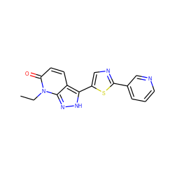 CCn1c(=O)ccc2c(-c3cnc(-c4cccnc4)s3)[nH]nc21 ZINC000653840664