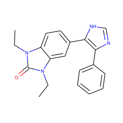 CCn1c(=O)n(CC)c2cc(-c3[nH]cnc3-c3ccccc3)ccc21 ZINC000014958438