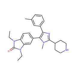 CCn1c(=O)n(CC)c2cc(-c3c(-c4cccc(C)c4)nc(C4CCNCC4)n3C)ccc21 ZINC000014958605