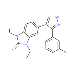 CCn1c(=O)n(CC)c2cc(-c3c[nH]nc3-c3cccc(C)c3)ccc21 ZINC000014958561