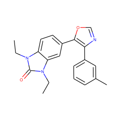 CCn1c(=O)n(CC)c2cc(-c3ocnc3-c3cccc(C)c3)ccc21 ZINC000014958572