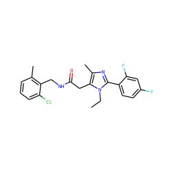 CCn1c(-c2ccc(F)cc2F)nc(C)c1CC(=O)NCc1c(C)cccc1Cl ZINC000072109028