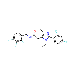 CCn1c(-c2ccc(F)cc2F)nc(C)c1CC(=O)NCc1ccc(F)c(F)c1F ZINC000072109043