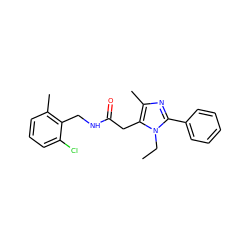 CCn1c(-c2ccccc2)nc(C)c1CC(=O)NCc1c(C)cccc1Cl ZINC000072108173