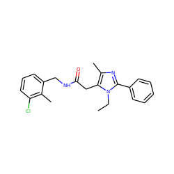 CCn1c(-c2ccccc2)nc(C)c1CC(=O)NCc1cccc(Cl)c1C ZINC000072111064