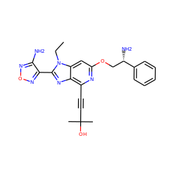 CCn1c(-c2nonc2N)nc2c(C#CC(C)(C)O)nc(OC[C@H](N)c3ccccc3)cc21 ZINC000049089564