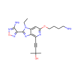 CCn1c(-c2nonc2N)nc2c(C#CC(C)(C)O)nc(OCCCCN)cc21 ZINC000049784029