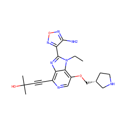 CCn1c(-c2nonc2N)nc2c(C#CC(C)(C)O)ncc(OC[C@@H]3CCNC3)c21 ZINC000040429676