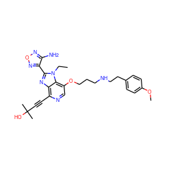 CCn1c(-c2nonc2N)nc2c(C#CC(C)(C)O)ncc(OCCCNCCc3ccc(OC)cc3)c21 ZINC000040953225