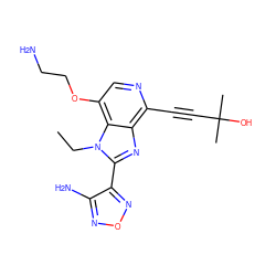 CCn1c(-c2nonc2N)nc2c(C#CC(C)(C)O)ncc(OCCN)c21 ZINC000040846005