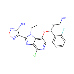 CCn1c(-c2nonc2N)nc2c(Cl)ncc(O[C@H](CCN)c3ccccc3F)c21 ZINC000045189783