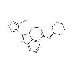 CCn1c(-c2nonc2N)nc2cncc(C(=O)N[C@@H]3CCCNC3)c21 ZINC000040957339