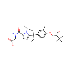 CCn1c(C(=O)N(C)CC(=O)O)ccc1C(CC)(CC)c1ccc(OC[C@H](O)C(C)(C)C)c(C)c1 ZINC000653794522