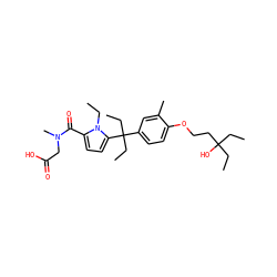 CCn1c(C(=O)N(C)CC(=O)O)ccc1C(CC)(CC)c1ccc(OCCC(O)(CC)CC)c(C)c1 ZINC001772584754