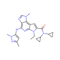 CCn1c(C(=O)N(C2CC2)C2CC2)cc2c3c(ncn3C)c(Nc3cc(C)nn3C)nc21 ZINC000473134045