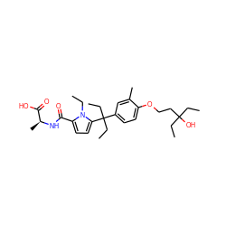 CCn1c(C(=O)N[C@@H](C)C(=O)O)ccc1C(CC)(CC)c1ccc(OCCC(O)(CC)CC)c(C)c1 ZINC001772636948