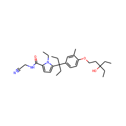 CCn1c(C(=O)NCC#N)ccc1C(CC)(CC)c1ccc(OCCC(O)(CC)CC)c(C)c1 ZINC001772607595