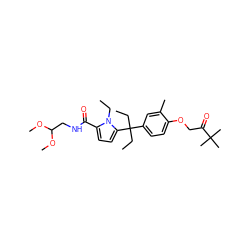 CCn1c(C(=O)NCC(OC)OC)ccc1C(CC)(CC)c1ccc(OCC(=O)C(C)(C)C)c(C)c1 ZINC000653782777