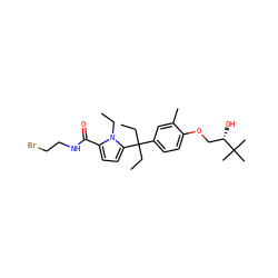 CCn1c(C(=O)NCCBr)ccc1C(CC)(CC)c1ccc(OC[C@H](O)C(C)(C)C)c(C)c1 ZINC000653791401