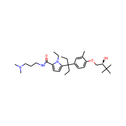 CCn1c(C(=O)NCCCN(C)C)ccc1C(CC)(CC)c1ccc(OC[C@@H](O)C(C)(C)C)c(C)c1 ZINC000653786510