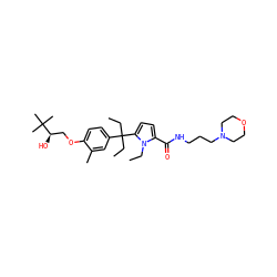 CCn1c(C(=O)NCCCN2CCOCC2)ccc1C(CC)(CC)c1ccc(OC[C@@H](O)C(C)(C)C)c(C)c1 ZINC000653788929