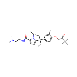 CCn1c(C(=O)NCCN(C)C)ccc1C(CC)(CC)c1ccc(OC[C@@H](O)C(C)(C)C)c(C)c1 ZINC000653786545