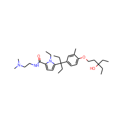 CCn1c(C(=O)NCCN(C)C)ccc1C(CC)(CC)c1ccc(OCCC(O)(CC)CC)c(C)c1 ZINC001772605618