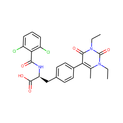 CCn1c(C)c(-c2ccc(C[C@H](NC(=O)c3c(Cl)cccc3Cl)C(=O)O)cc2)c(=O)n(CC)c1=O ZINC000038457154