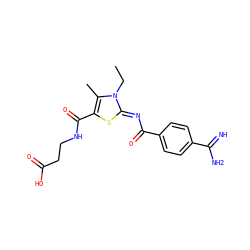 CCn1c(C)c(C(=O)NCCC(=O)O)s/c1=N\C(=O)c1ccc(C(=N)N)cc1 ZINC000025980699