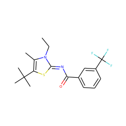 CCn1c(C)c(C(C)(C)C)s/c1=N\C(=O)c1cccc(C(F)(F)F)c1 ZINC000028954342