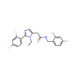 CCn1c(CC(=O)NCc2ccc(F)cc2Cl)cnc1-c1ccc(F)cc1F ZINC000072109117