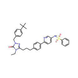 CCn1c(CCCc2ccc(-c3ccc(NS(=O)(=O)c4ccccc4)cn3)cc2)nn(Cc2ccc(C(C)(C)C)cc2)c1=O ZINC000147533084