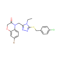 CCn1c(CN2C(=O)COc3cc(Br)ccc32)nnc1SCc1ccc(Cl)cc1 ZINC000071318624