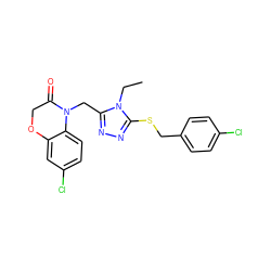 CCn1c(CN2C(=O)COc3cc(Cl)ccc32)nnc1SCc1ccc(Cl)cc1 ZINC000071330018