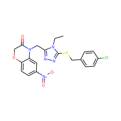 CCn1c(CN2C(=O)COc3ccc([N+](=O)[O-])cc32)nnc1SCc1ccc(Cl)cc1 ZINC000071296538