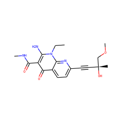 CCn1c(N)c(C(=O)NC)c(=O)c2ccc(C#C[C@@](C)(O)COC)nc21 ZINC000089630340