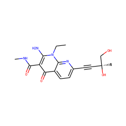 CCn1c(N)c(C(=O)NC)c(=O)c2ccc(C#C[C@](C)(O)CO)nc21 ZINC000096168463