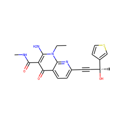 CCn1c(N)c(C(=O)NC)c(=O)c2ccc(C#C[C@](C)(O)c3ccsc3)nc21 ZINC000043202179