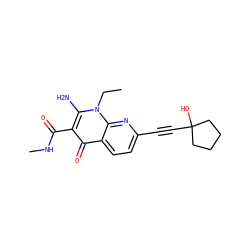 CCn1c(N)c(C(=O)NC)c(=O)c2ccc(C#CC3(O)CCCC3)nc21 ZINC000096168452