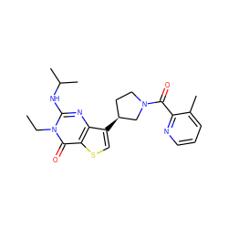 CCn1c(NC(C)C)nc2c([C@H]3CCN(C(=O)c4ncccc4C)C3)csc2c1=O ZINC000299862571
