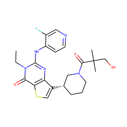 CCn1c(Nc2ccncc2F)nc2c([C@H]3CCCN(C(=O)C(C)(C)CO)C3)csc2c1=O ZINC000299819979