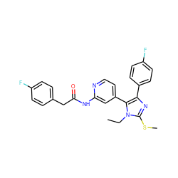 CCn1c(SC)nc(-c2ccc(F)cc2)c1-c1ccnc(NC(=O)Cc2ccc(F)cc2)c1 ZINC000064513860