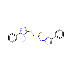 CCn1c(SCC(=O)Nc2nc(-c3ccccc3)cs2)nnc1-c1ccccc1 ZINC000000870545