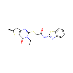 CCn1c(SCC(=O)Nc2nc3ccccc3s2)nc2c(c1=O)S[C@@H](C)C2 ZINC000004103965