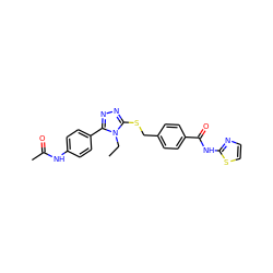 CCn1c(SCc2ccc(C(=O)Nc3nccs3)cc2)nnc1-c1ccc(NC(C)=O)cc1 ZINC000008438429