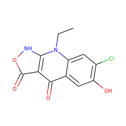CCn1c2cc(Cl)c(O)cc2c(=O)c2c(=O)o[nH]c21 ZINC000100413014