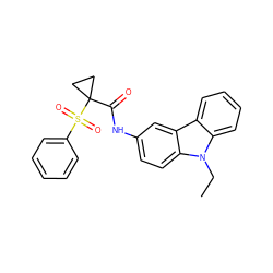 CCn1c2ccccc2c2cc(NC(=O)C3(S(=O)(=O)c4ccccc4)CC3)ccc21 ZINC000003185702