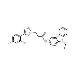 CCn1c2ccccc2c2cc(NC(=O)CCc3nc(-c4ccc(F)cc4Cl)no3)ccc21 ZINC000040980350